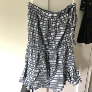 Light blue/ white striped Linen Romper